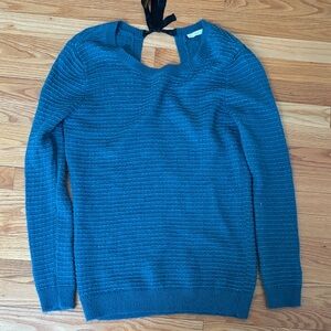 Nordstrom Hinge Metallic Teal Oversized Sweater with Key Hole Back